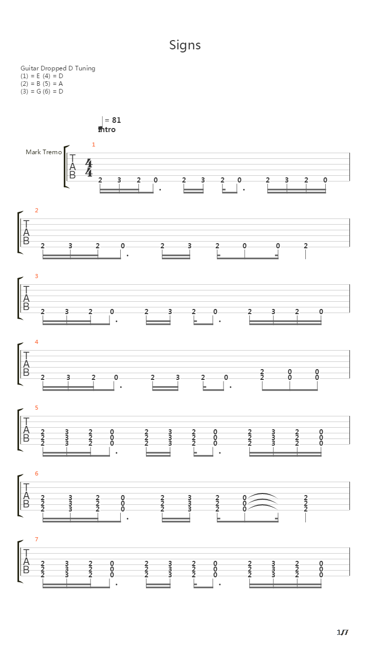 Signs吉他谱