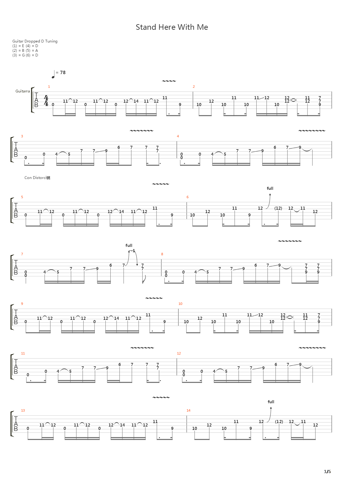 Stand Here With Me吉他谱
