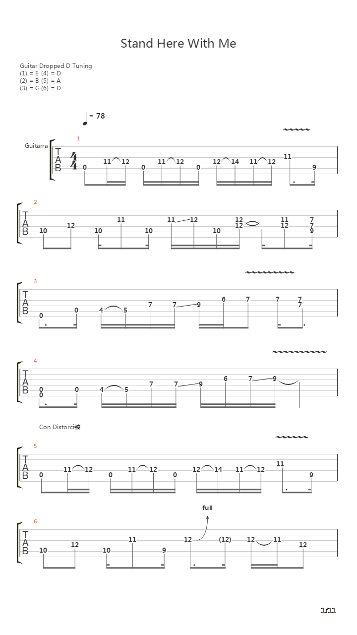 Stand Here With Me吉他谱