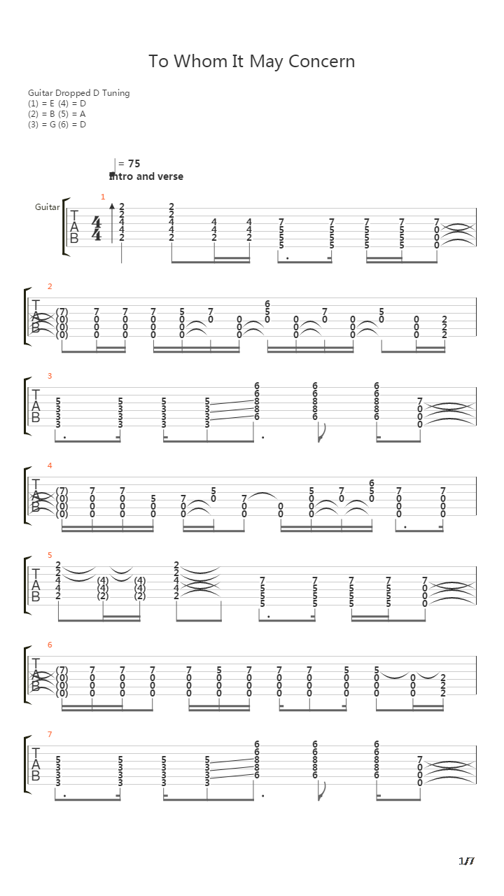 To Whom It May Concern吉他谱