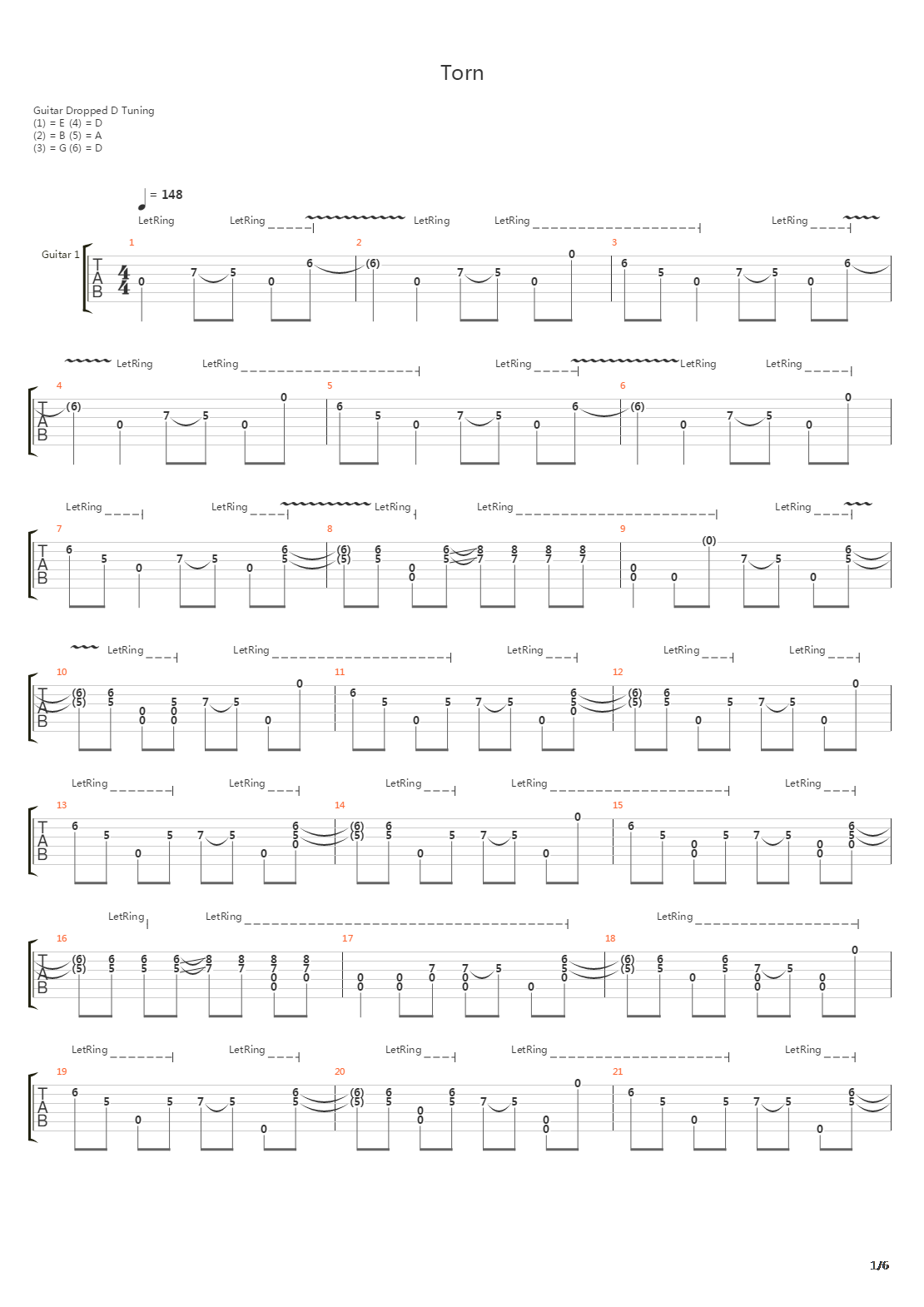 Torn吉他谱
