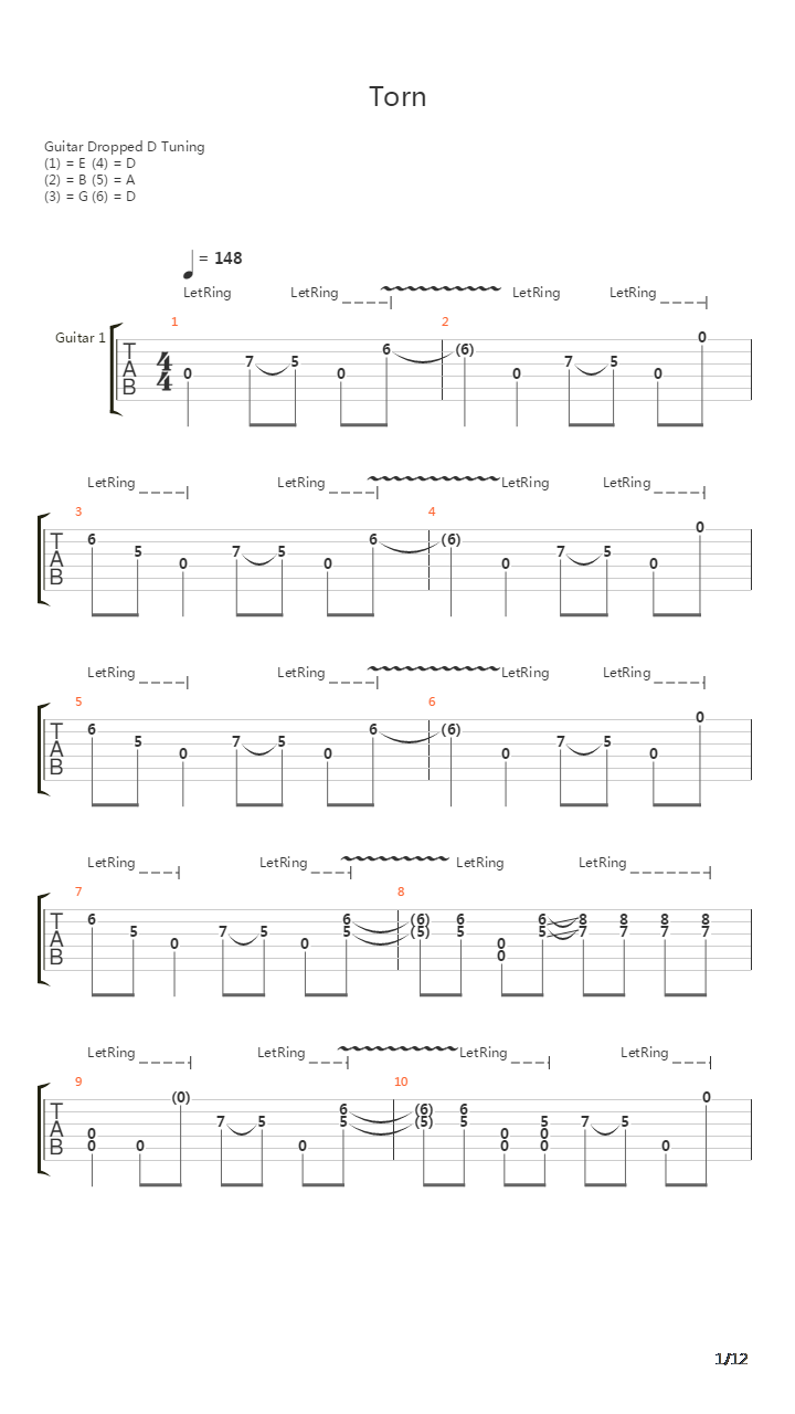 Torn吉他谱