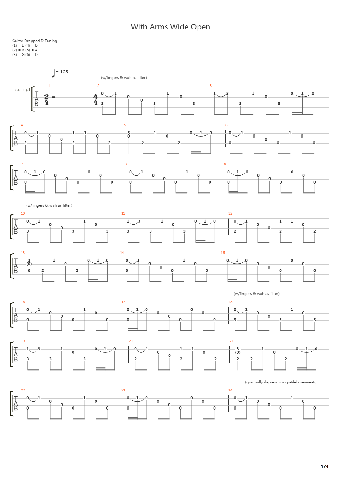 With Arms Wide Open吉他谱