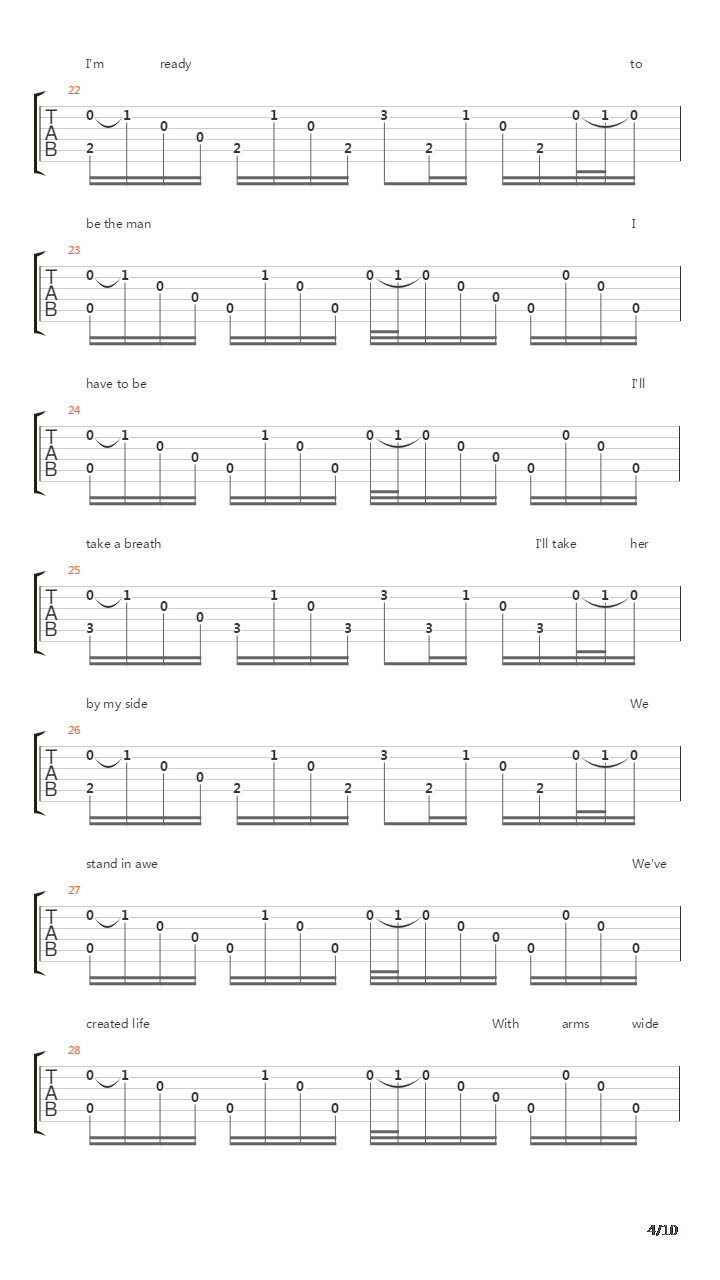 With Arms Wide Open吉他谱