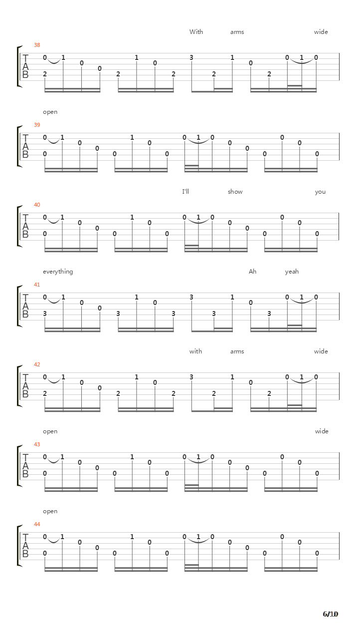With Arms Wide Open吉他谱