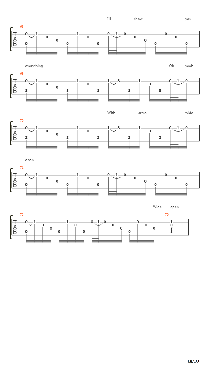 With Arms Wide Open吉他谱