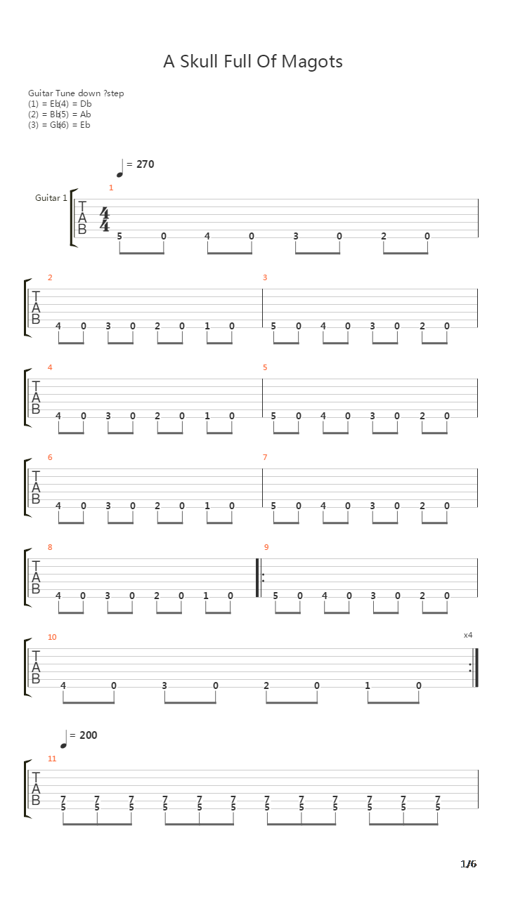 A Skull Full Of Maggots吉他谱