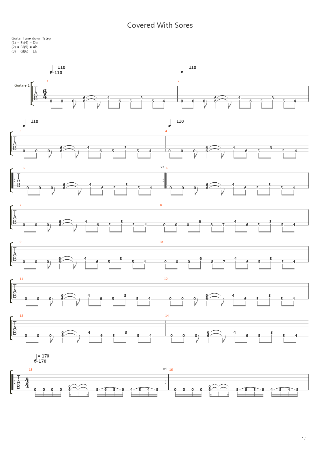 Covered With Sores吉他谱
