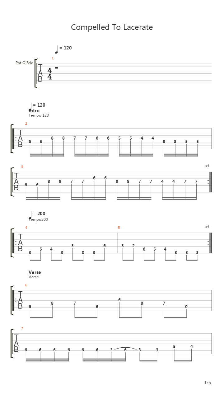 Compelled To Lacerate吉他谱