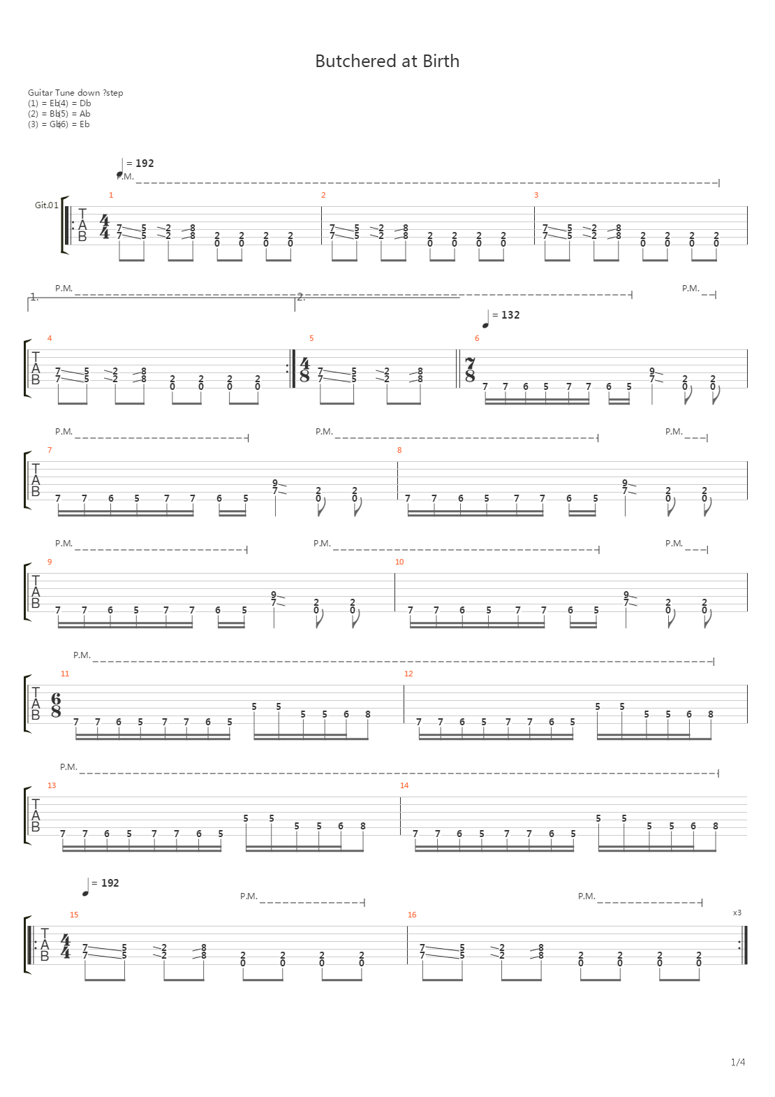 Butchered At Birth吉他谱