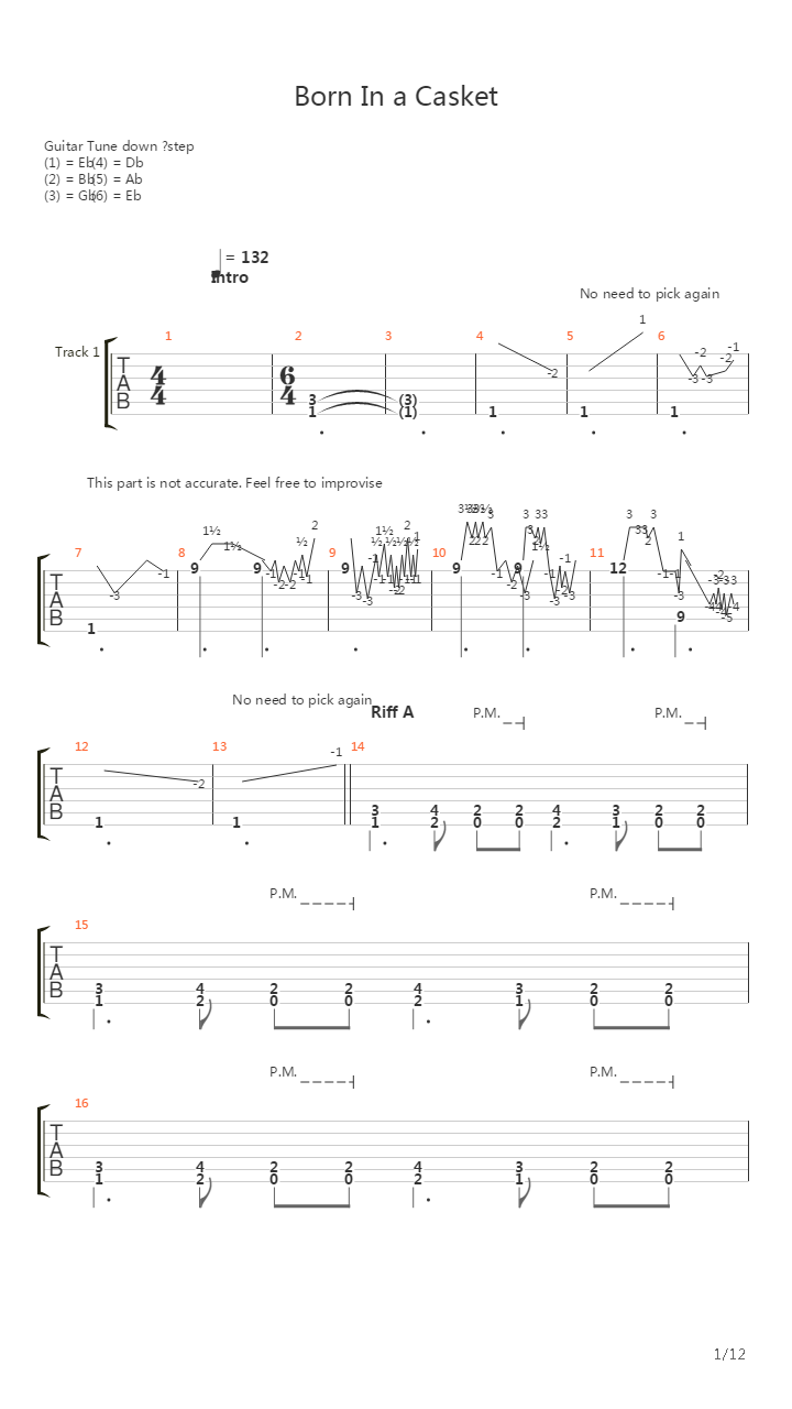 Born In A Casket吉他谱