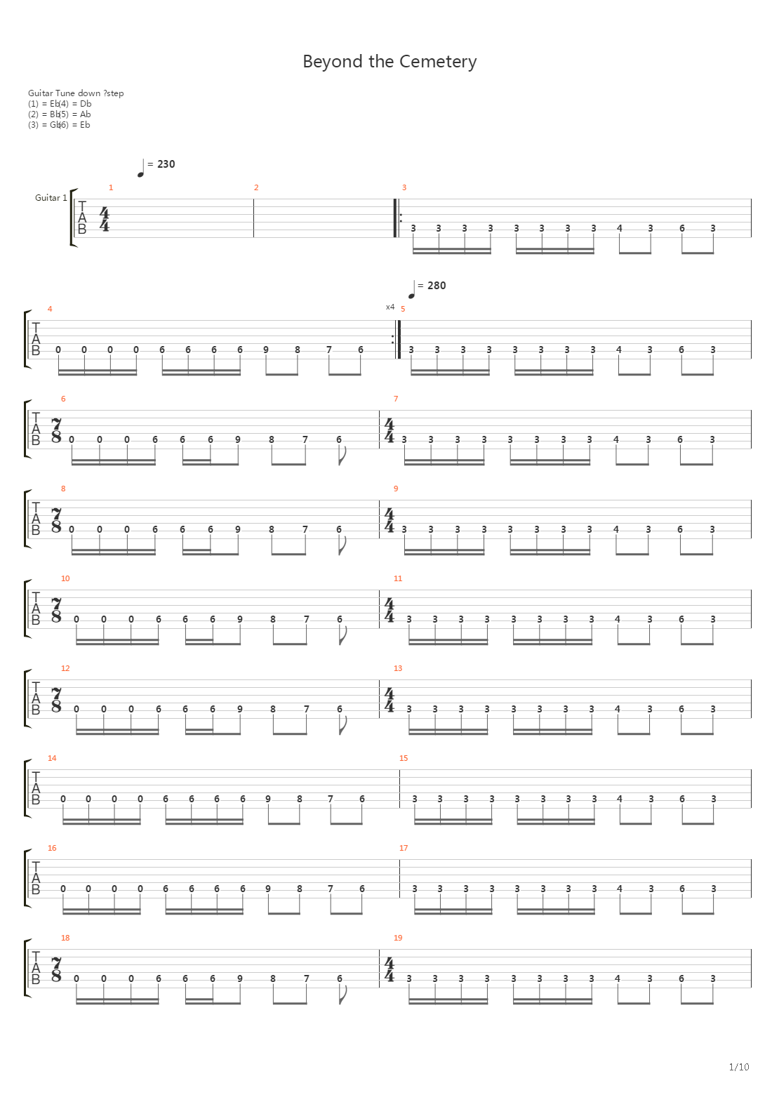 Beyond The Cemetery吉他谱