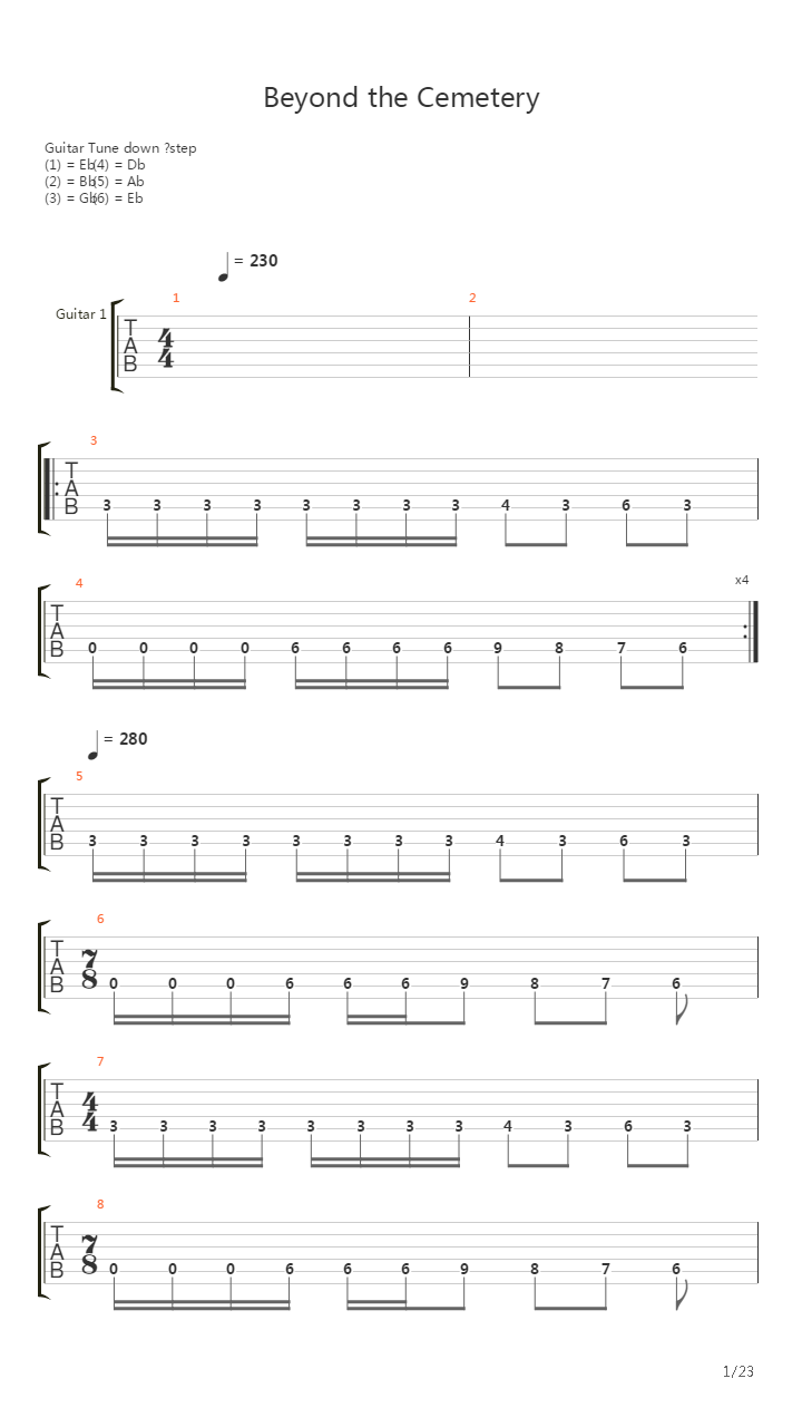 Beyond The Cemetery吉他谱