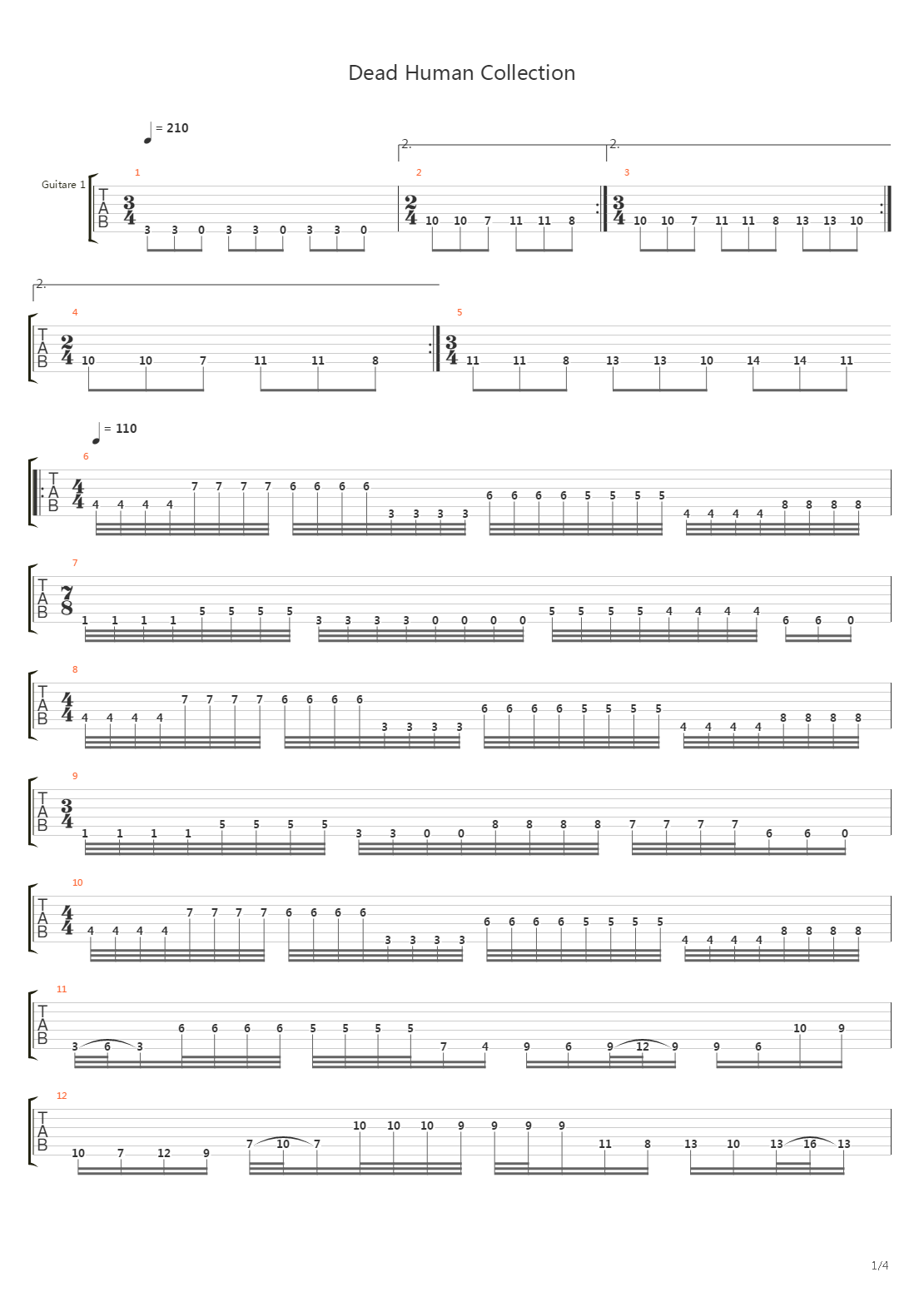 Dead Human Collection吉他谱