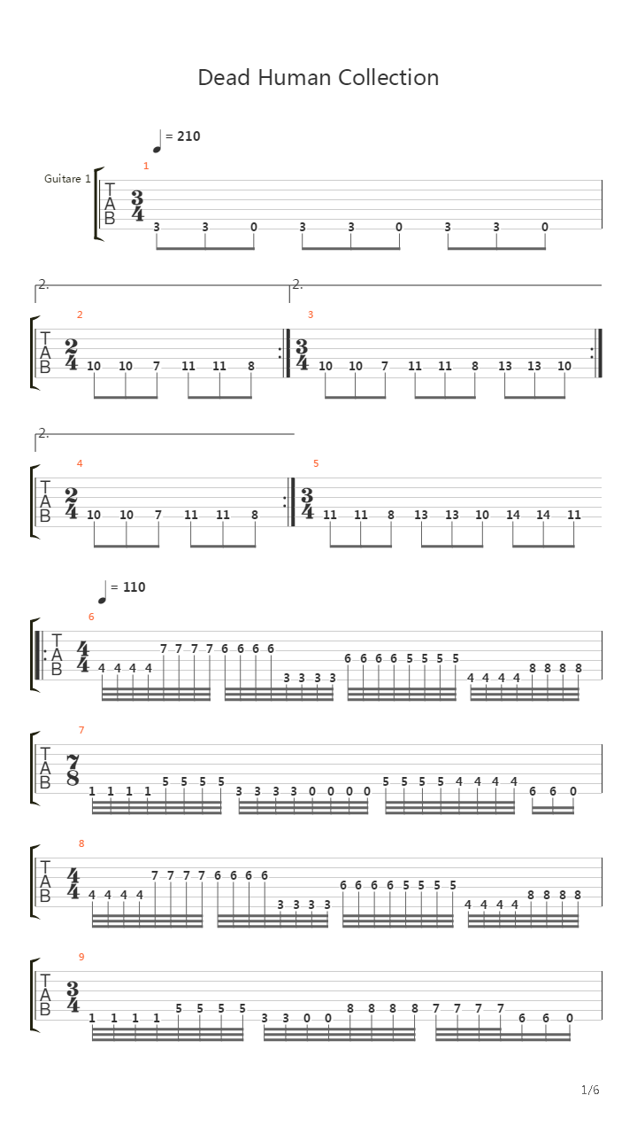 Dead Human Collection吉他谱