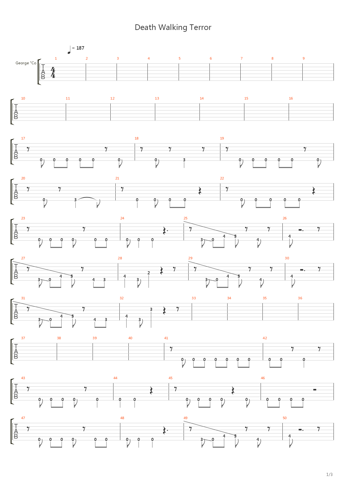 Death Walking Terror吉他谱