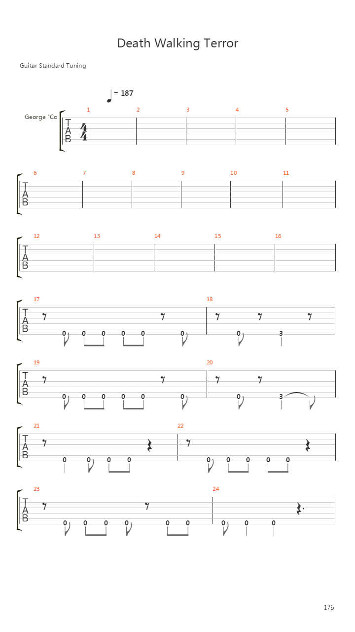 Death Walking Terror吉他谱