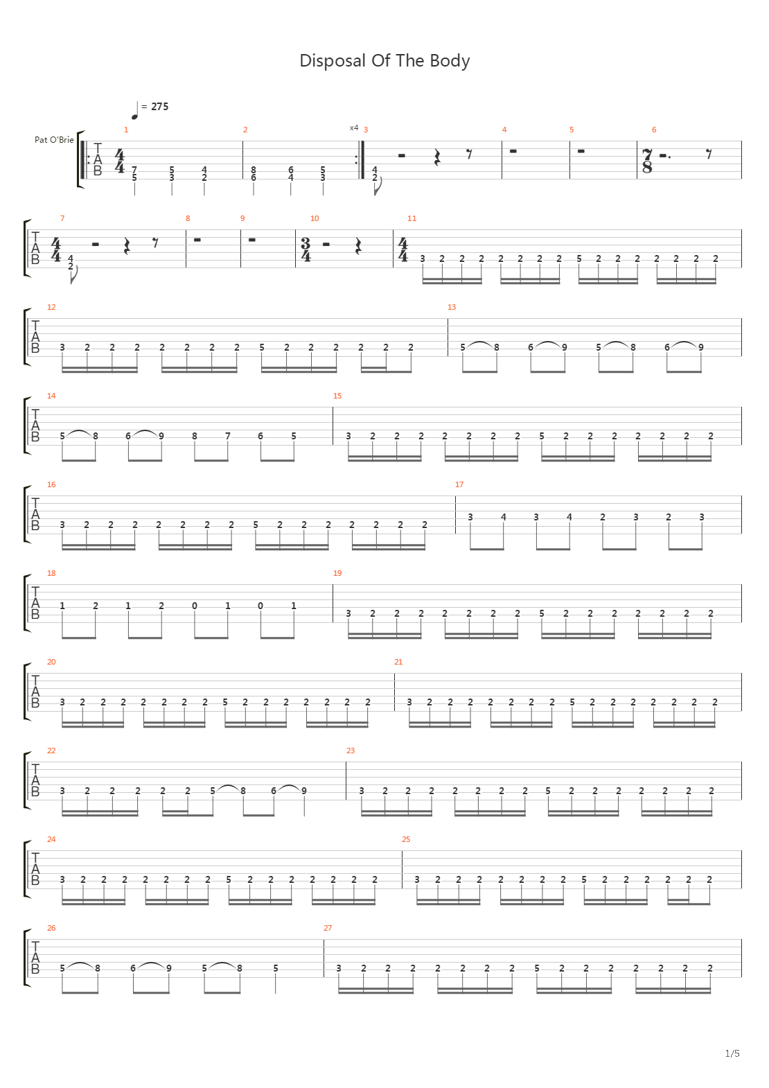 Disposal Of The Body吉他谱