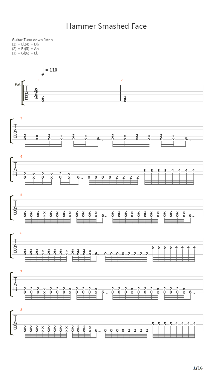Hammer Smashed Face吉他谱