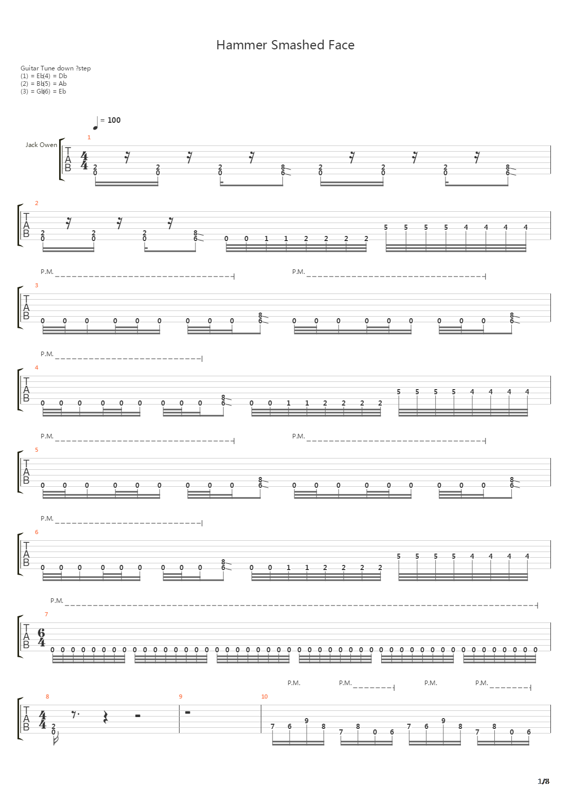 Hammer Smashed Face吉他谱