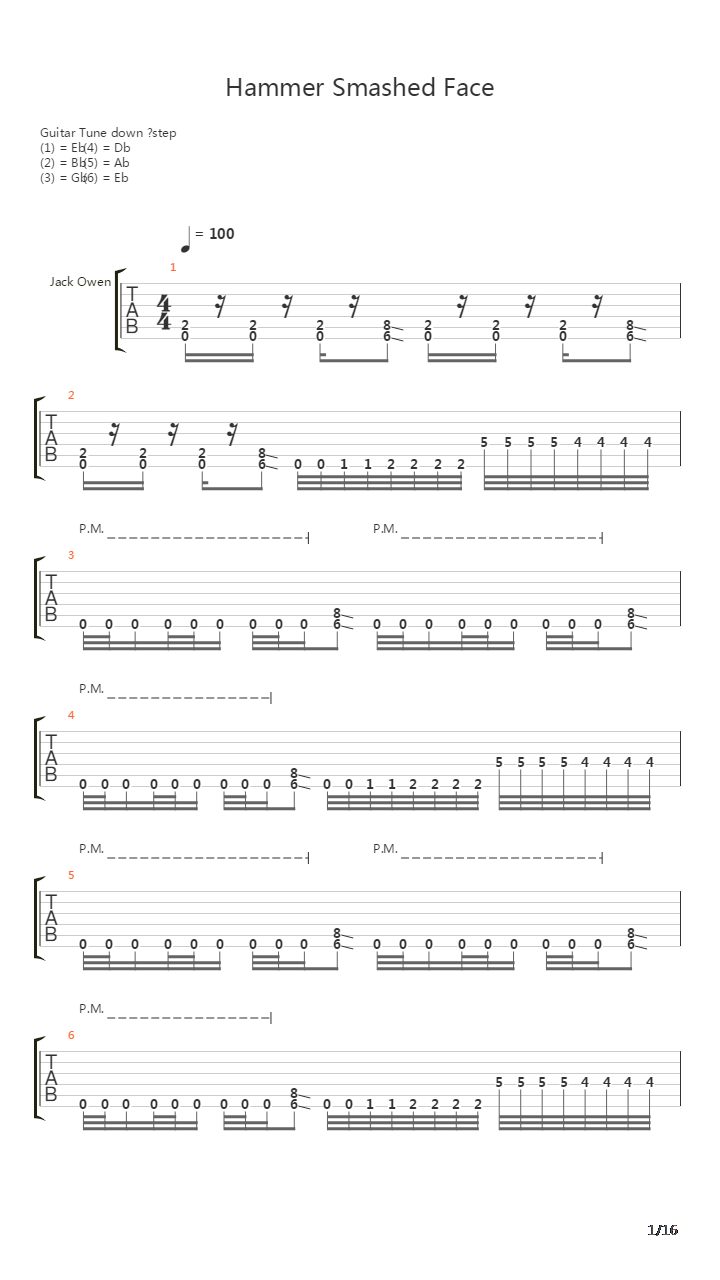 Hammer Smashed Face吉他谱