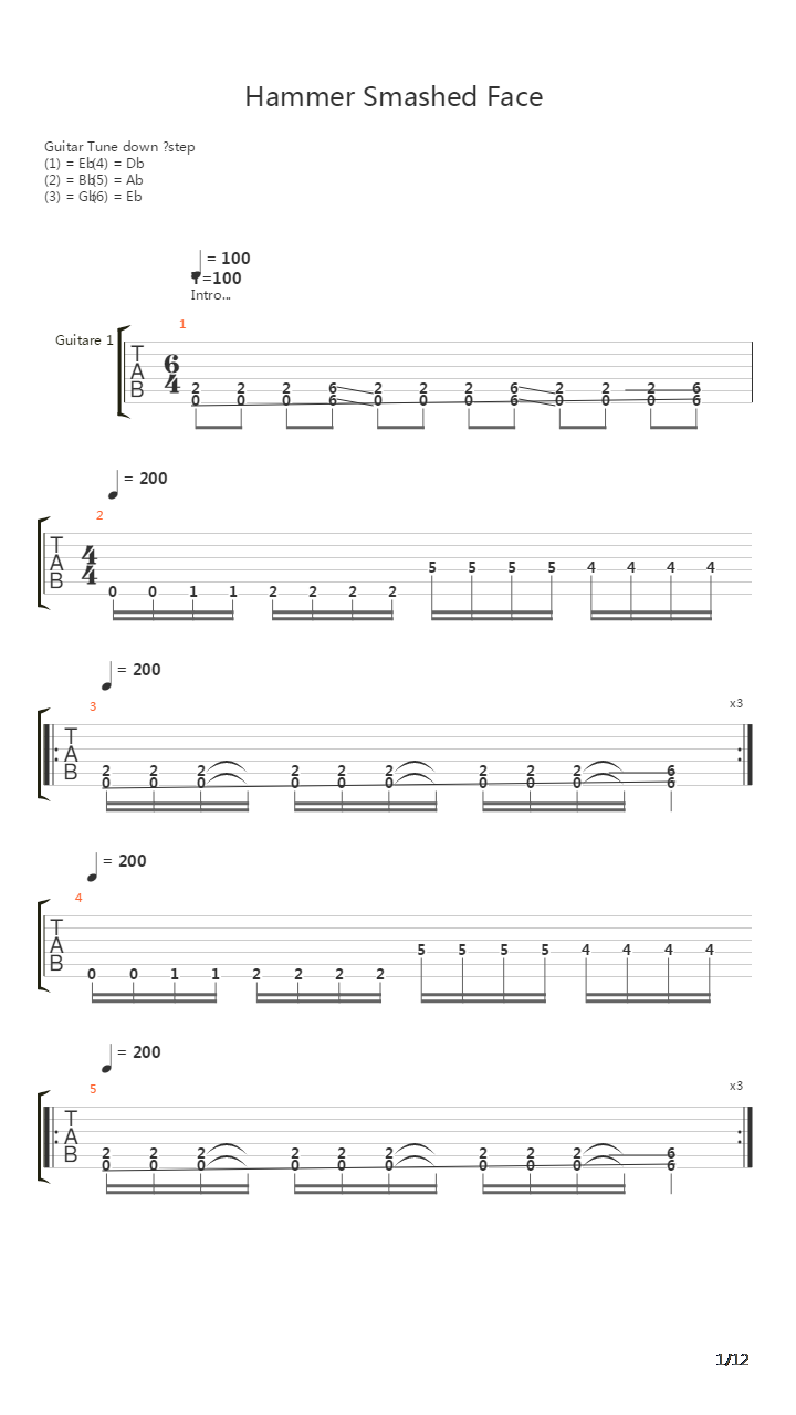 Hammer Smashed Face吉他谱