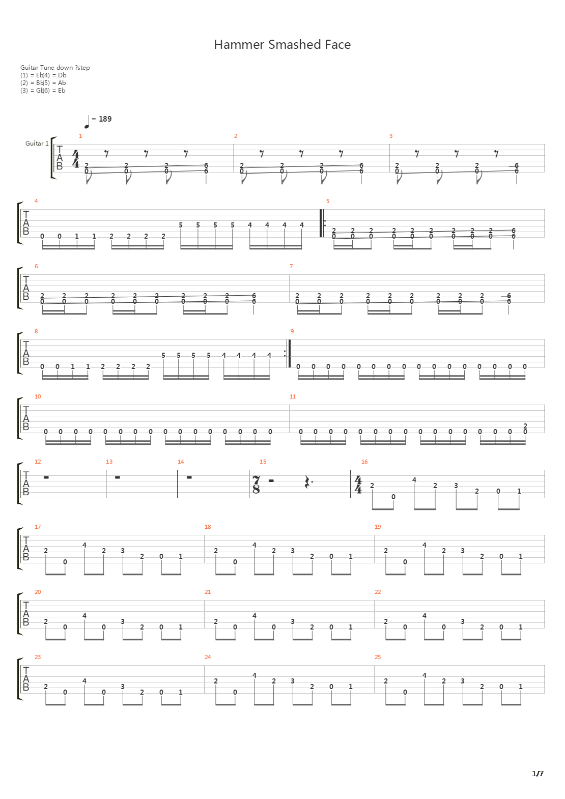 Hammer Smashed Face吉他谱