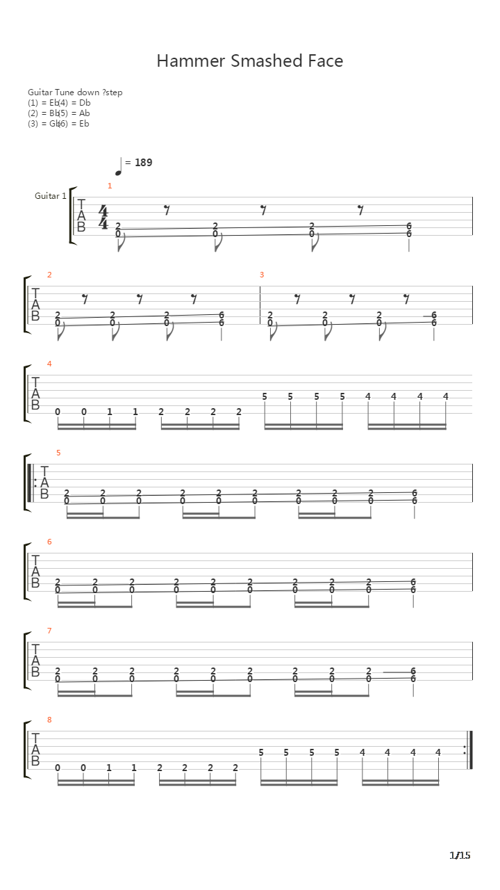 Hammer Smashed Face吉他谱