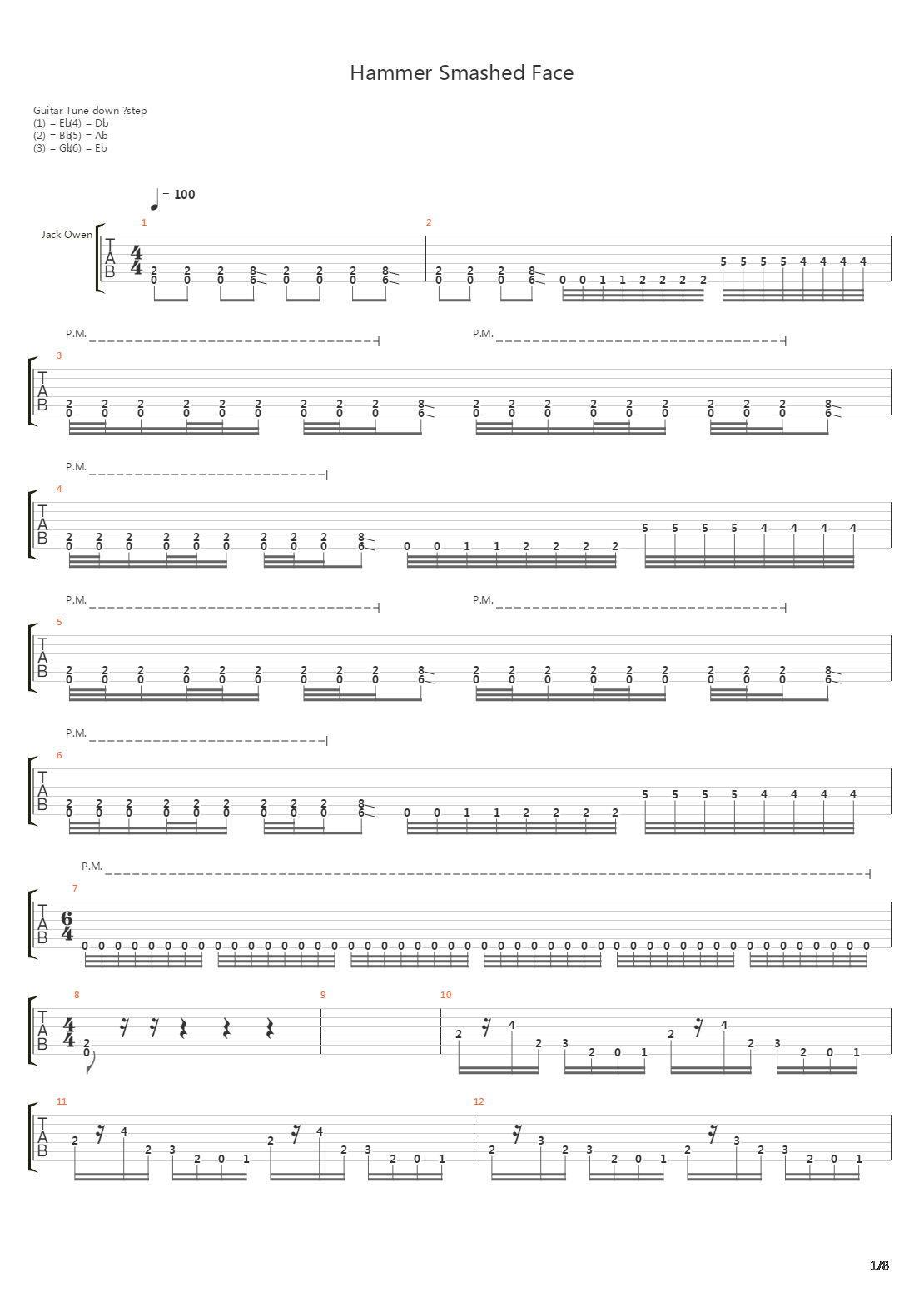 Hammer Smashed Face吉他谱