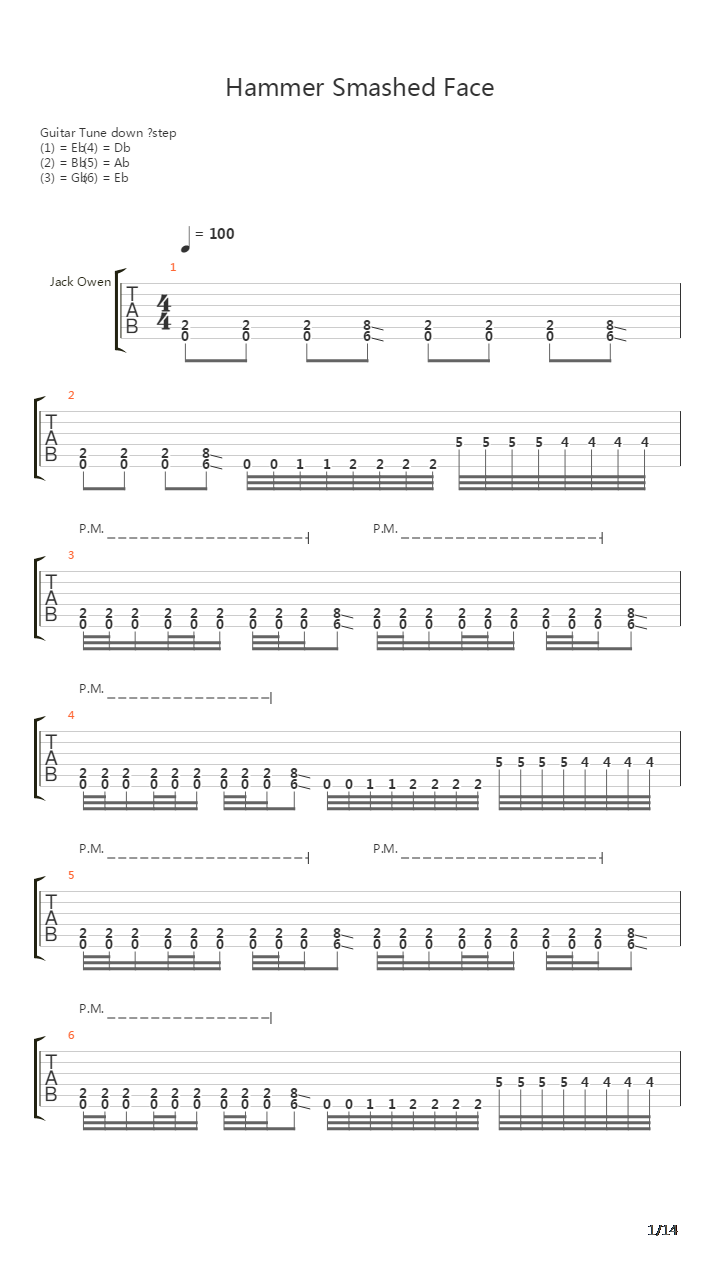 Hammer Smashed Face吉他谱