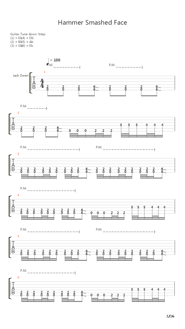 Hammer Smashed Face吉他谱