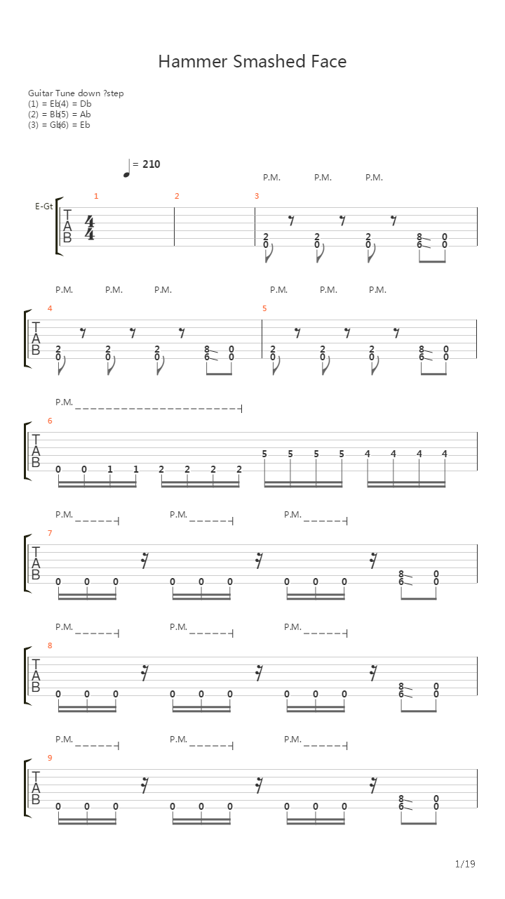 Hammer Smashed Face吉他谱