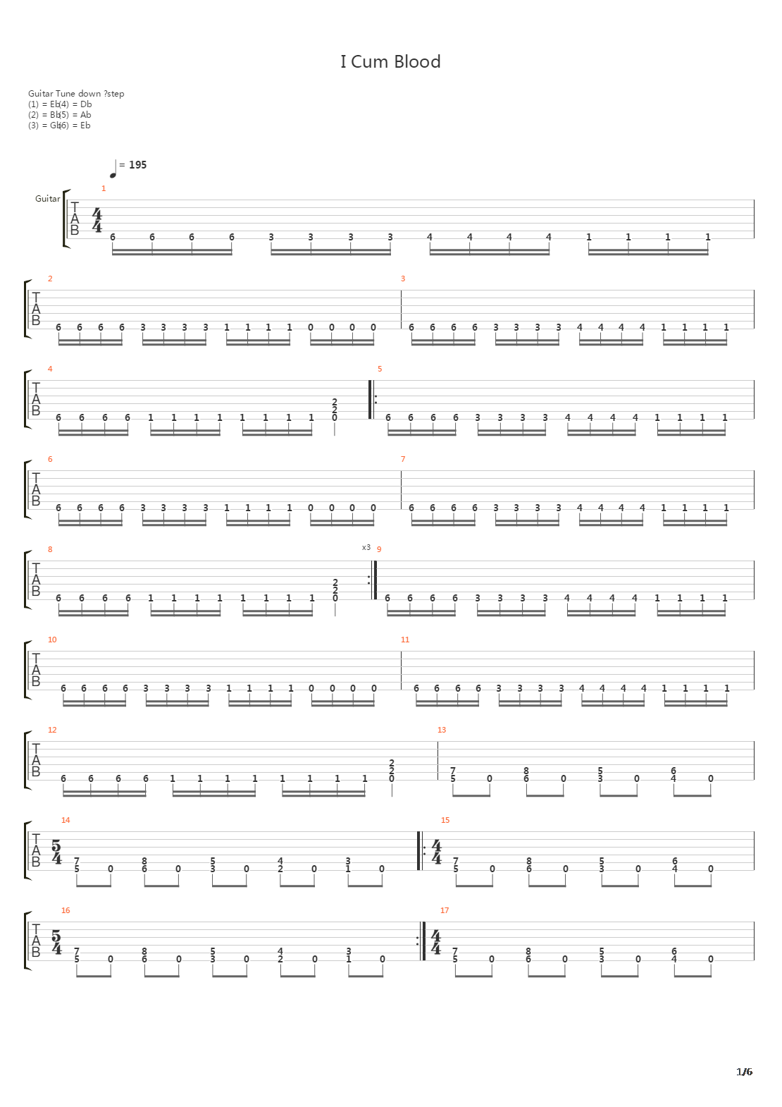 I Cum Blood吉他谱