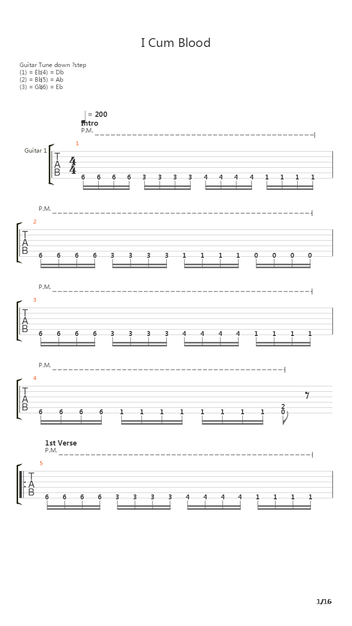 I Cum Blood吉他谱
