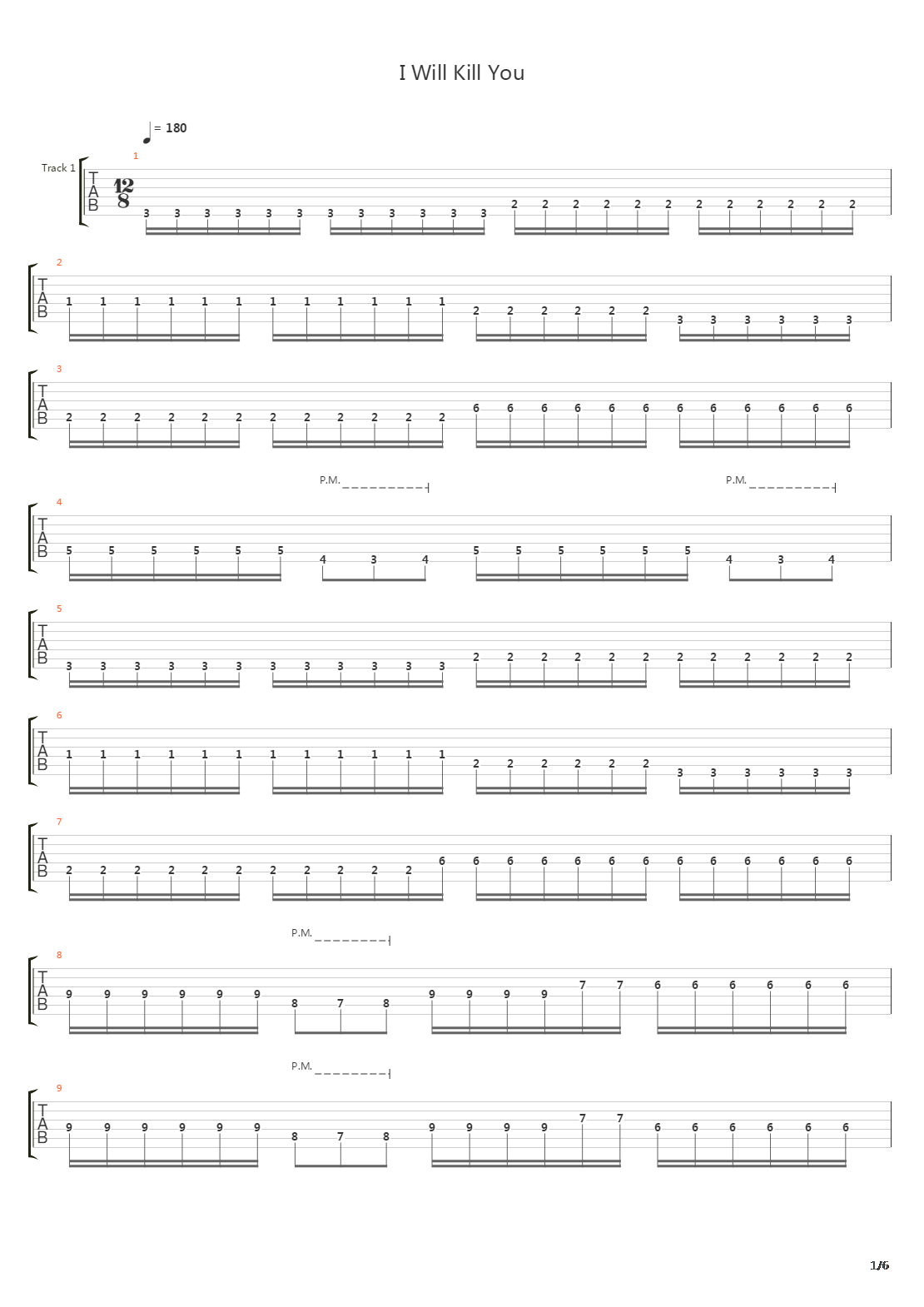 I Will Kill You吉他谱