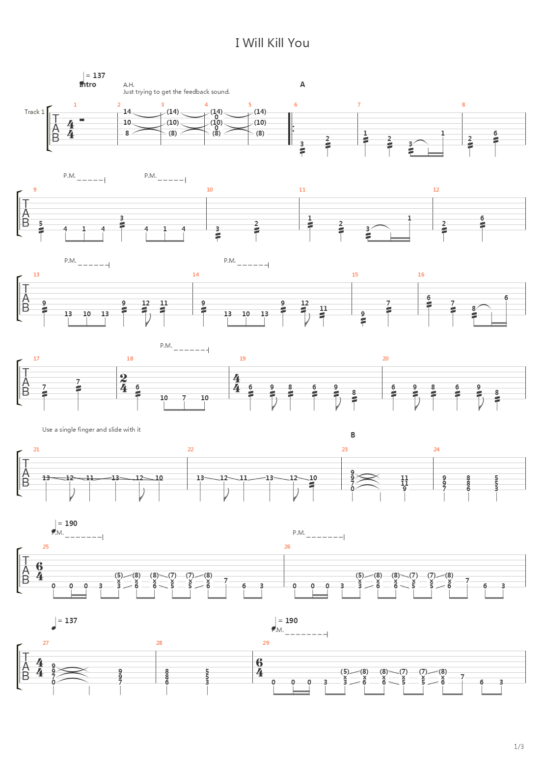 I Will Kill You吉他谱