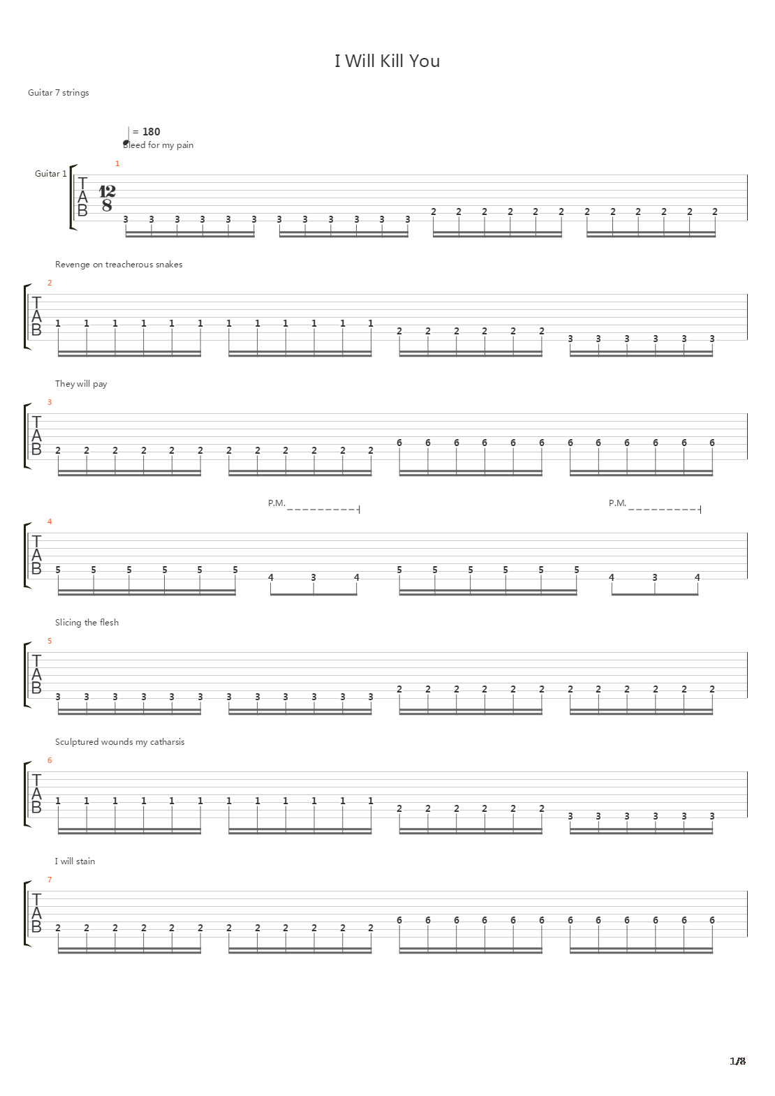 I Will Kill You吉他谱