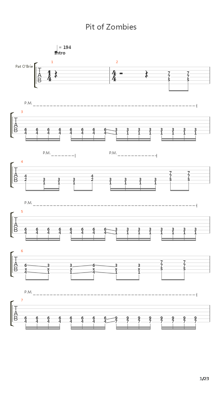 Pit Of Zombies吉他谱