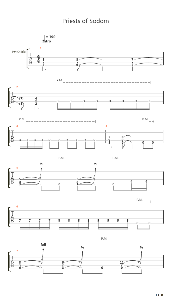 Priests Of Sodom吉他谱