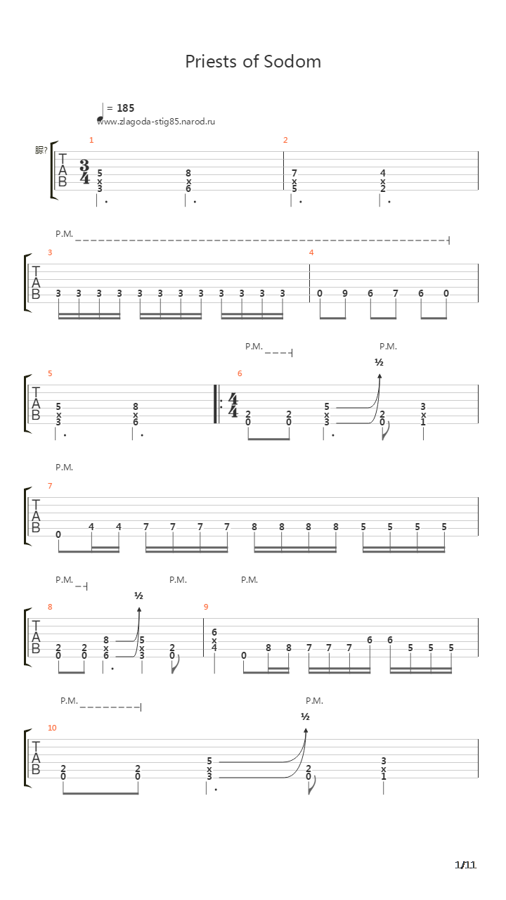 Priests Of Sodom吉他谱