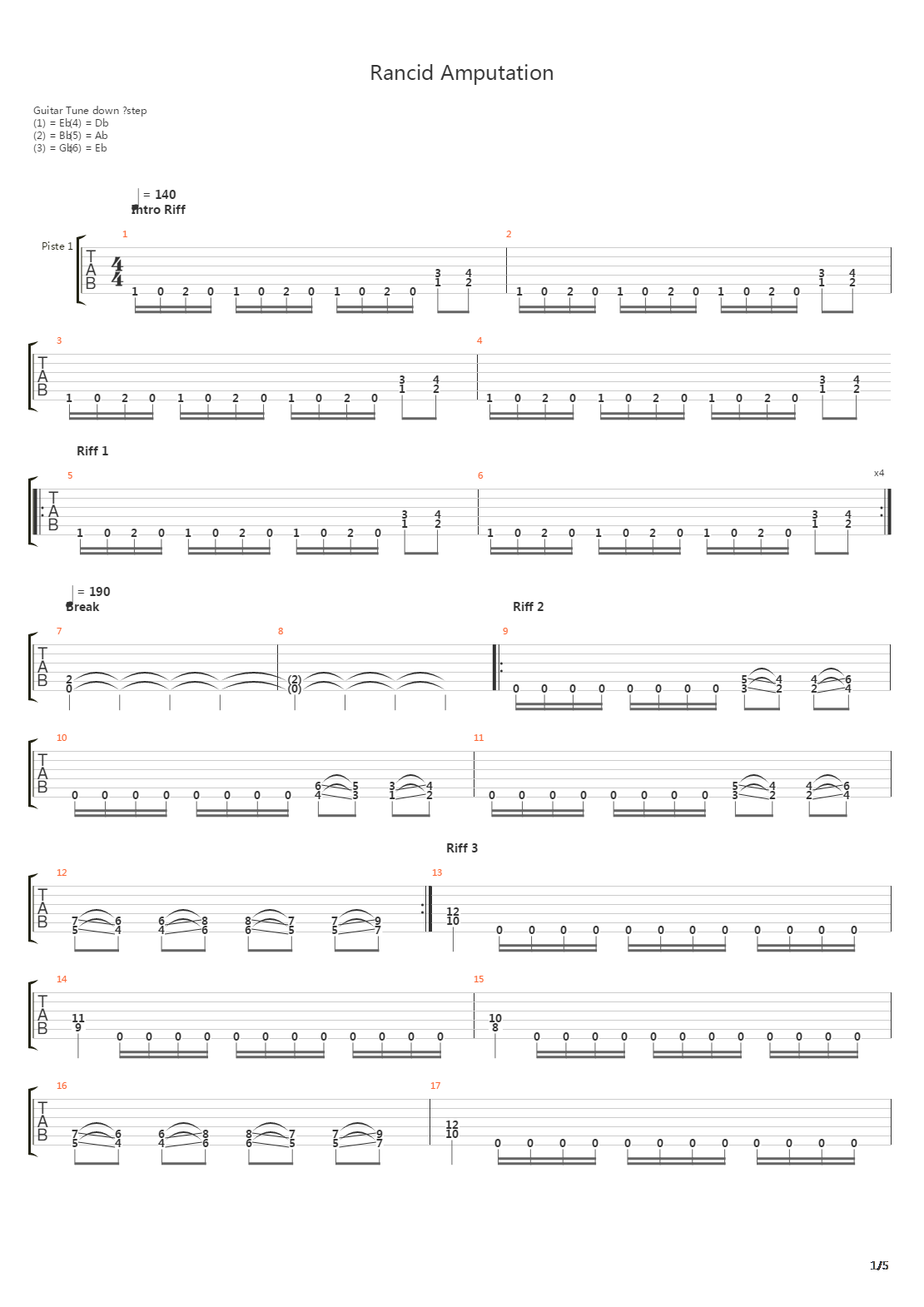 Rancid Amputation吉他谱