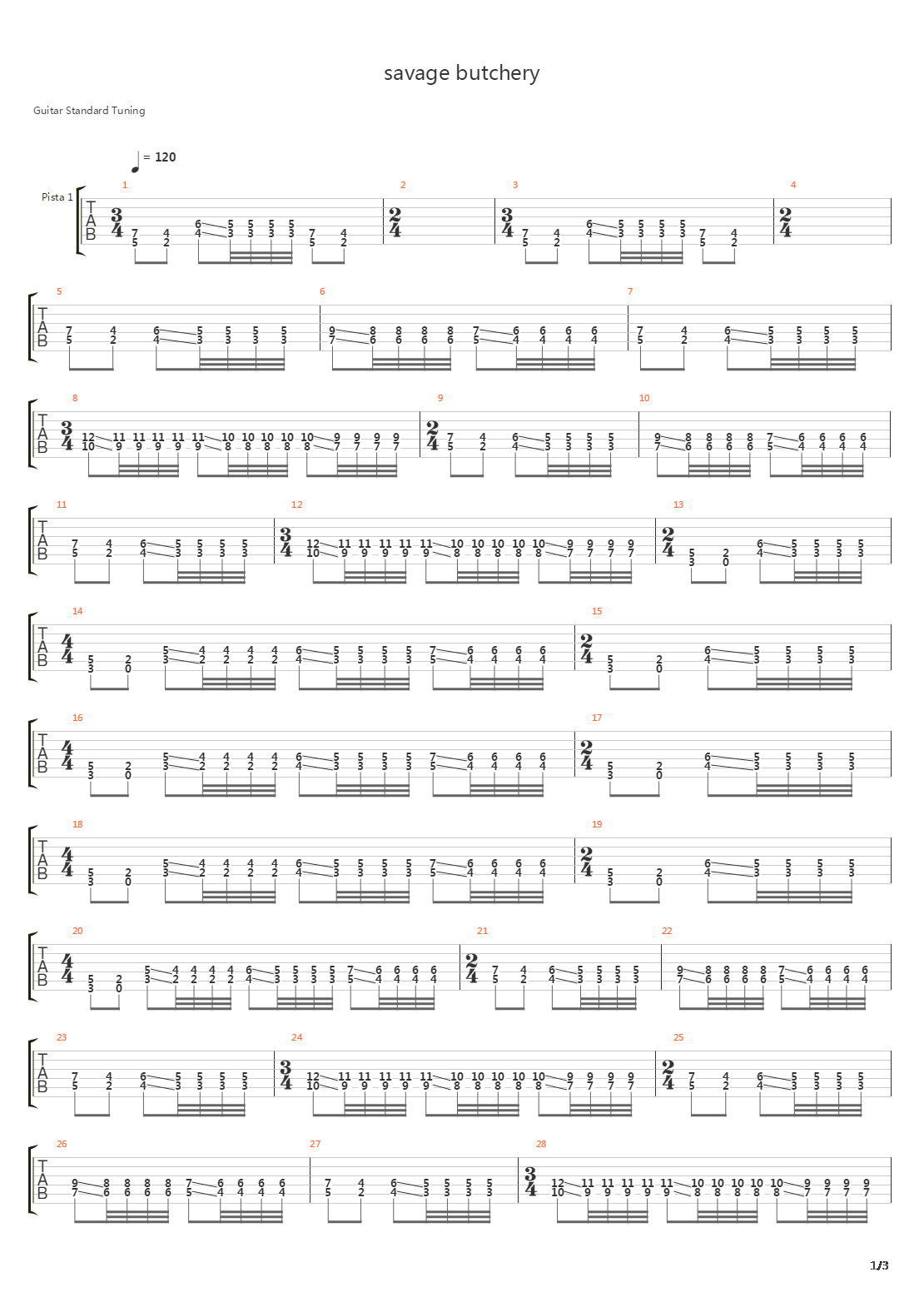 Savage Butchery吉他谱