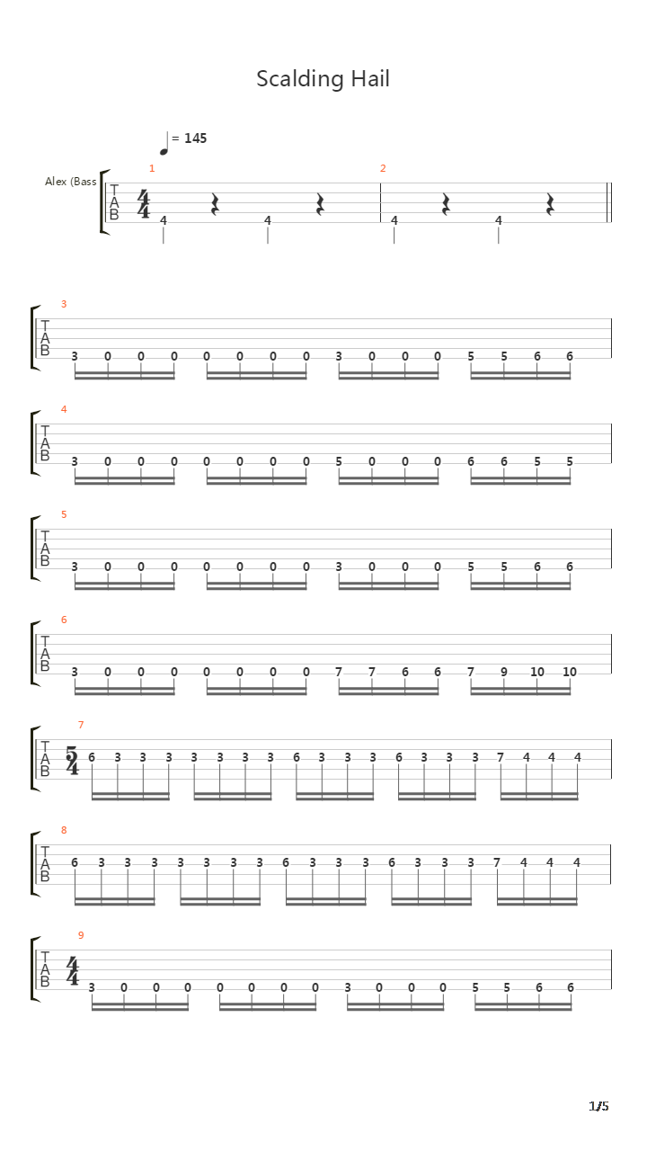 Scalding Hail吉他谱