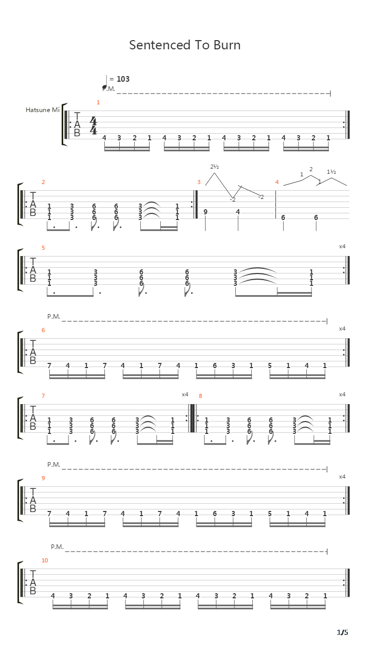Sentenced To Burn吉他谱