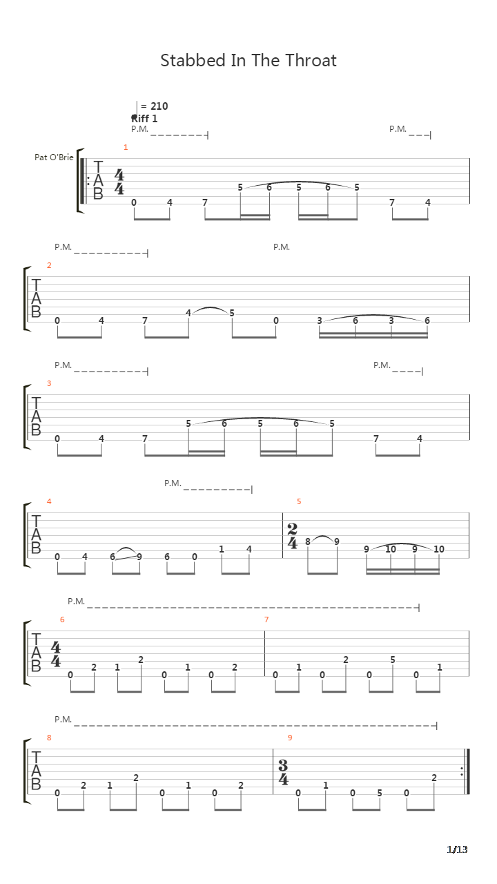 Stabbed In The Throat吉他谱