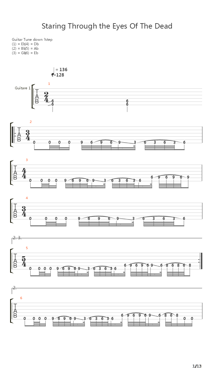 Staring Through The Eyes Of The Dead吉他谱