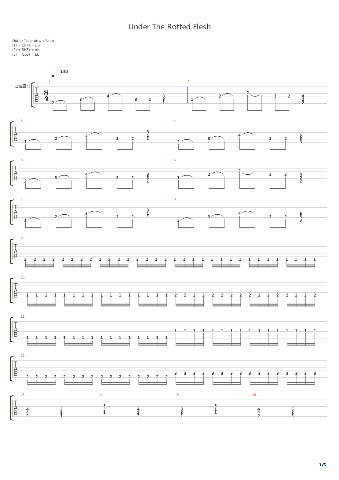 Under The Rotted Flesh吉他谱