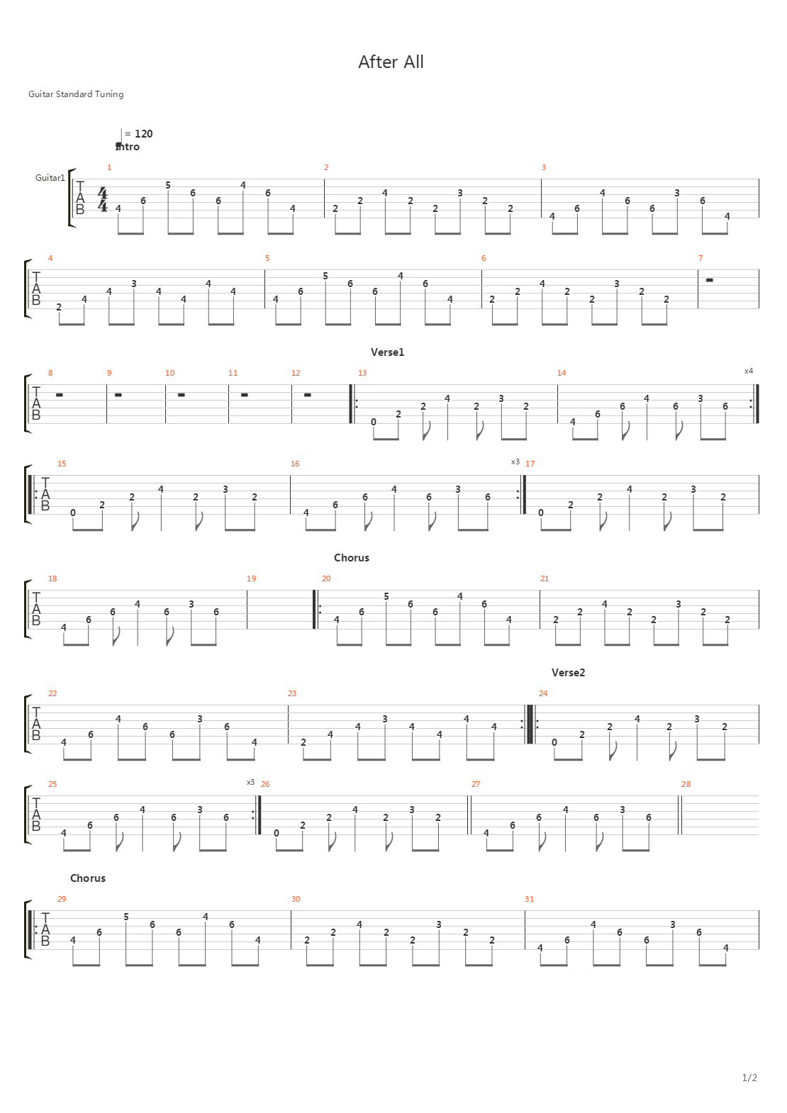 After All吉他谱
