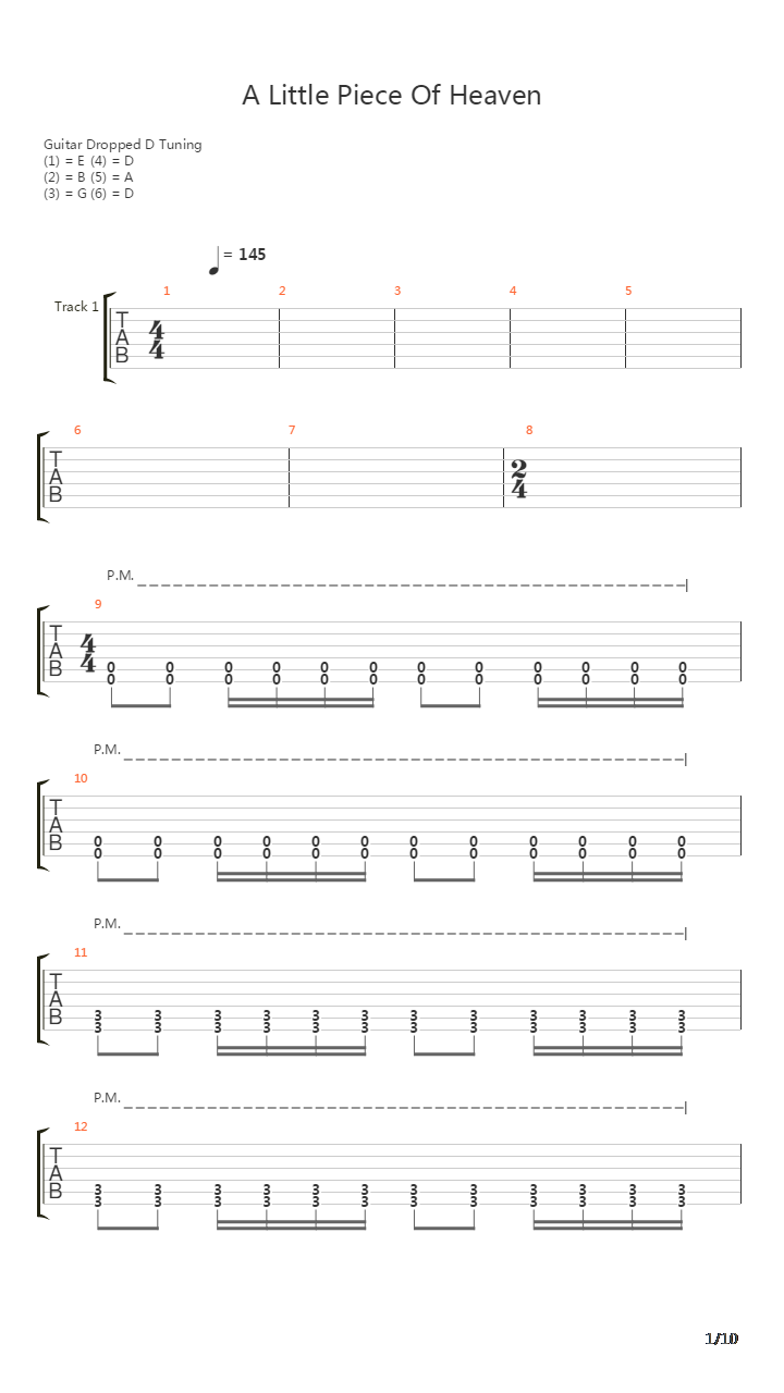 A Little Piece Of Heaven吉他谱