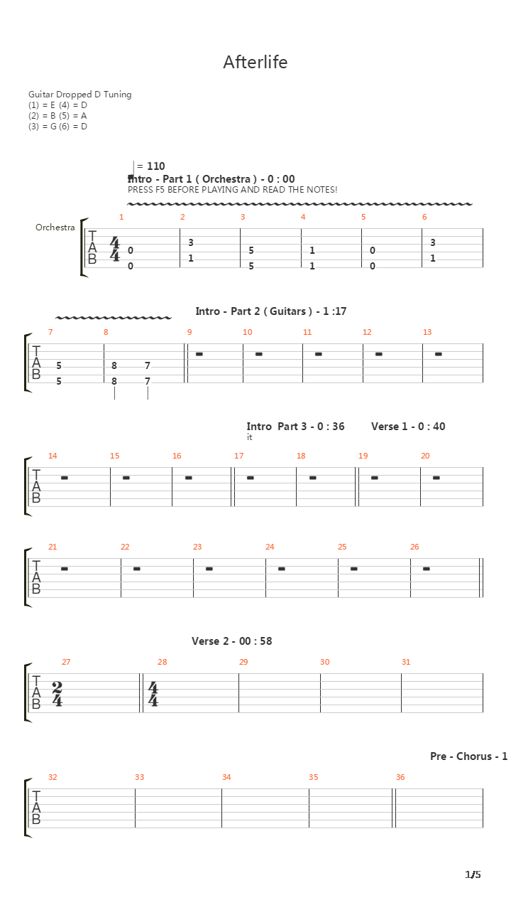Afterlife吉他谱